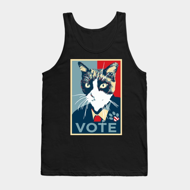 Cat running for president (Obama Hope logo) Tank Top by sketchpets